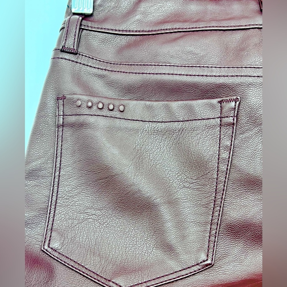 New Blank NYC Revolve Faux Vegan Leather Oxblood Red Skinny Pants Women’s 25 - Picture 5 of 15
